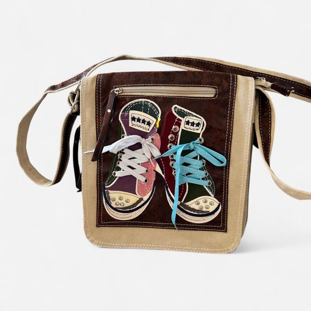 Y2k sneaker applique canvas crossbody